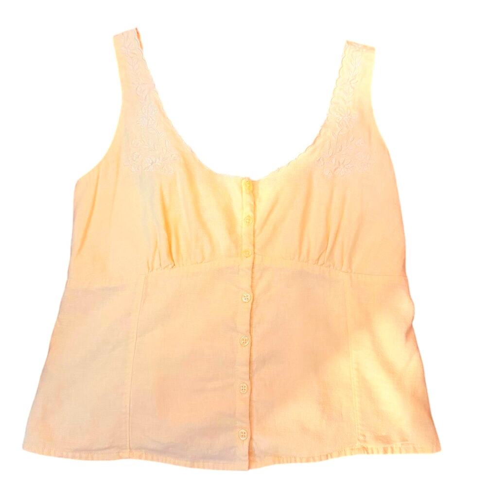 Hollister Linen Blend /women's Button-Through Top Color Butter Yellow Size L